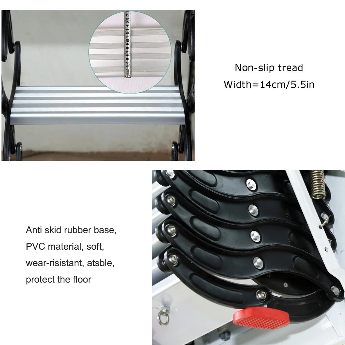 Black-White Al-mg Alloy Wall Mounted Folding Attic Ladder G43400
