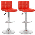Adjustable Leatherette Bar Stool Set of 2 Red G381342