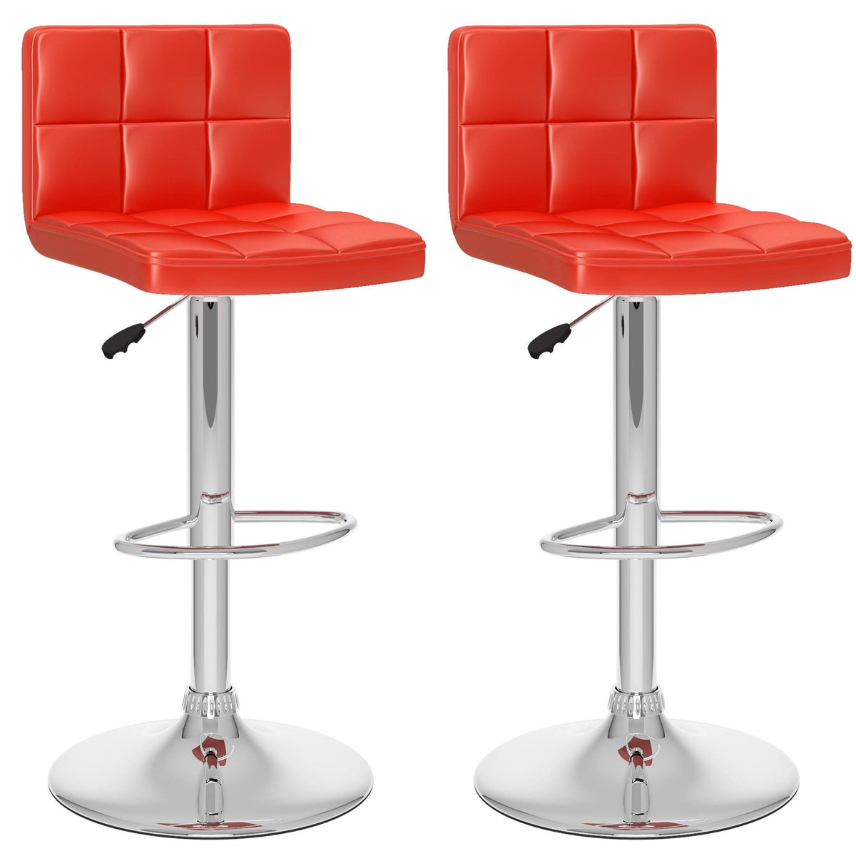 Adjustable Leatherette Bar Stool Set of 2 Red G381342