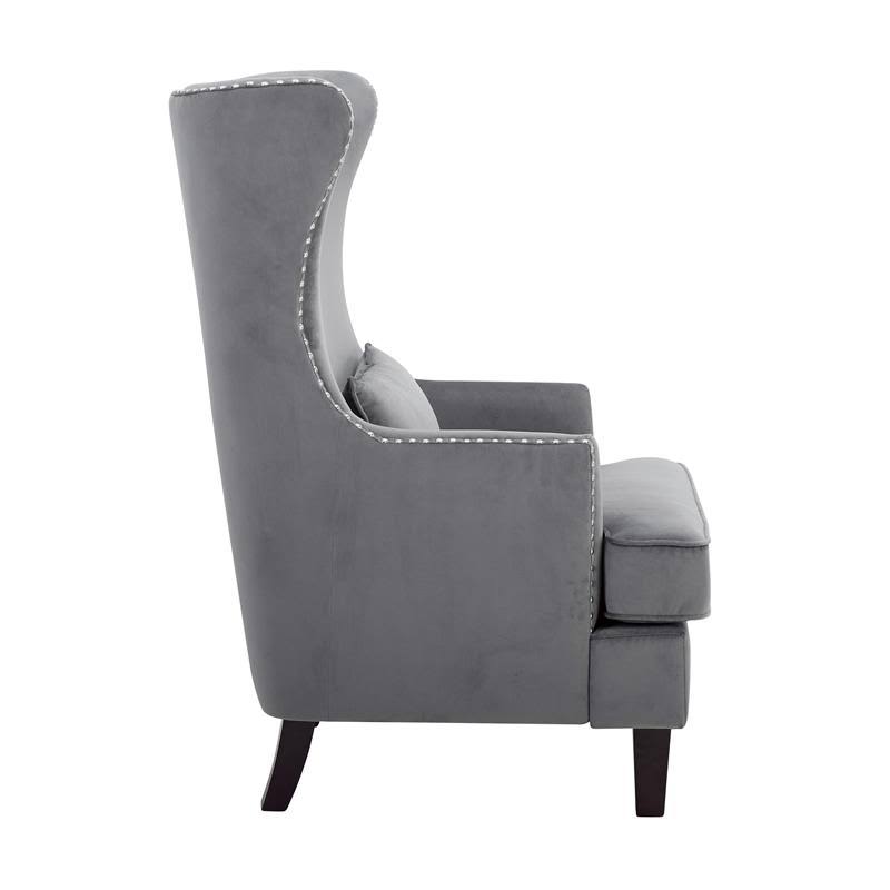 Gray Velvet Wing Back Accent Chair Y4307