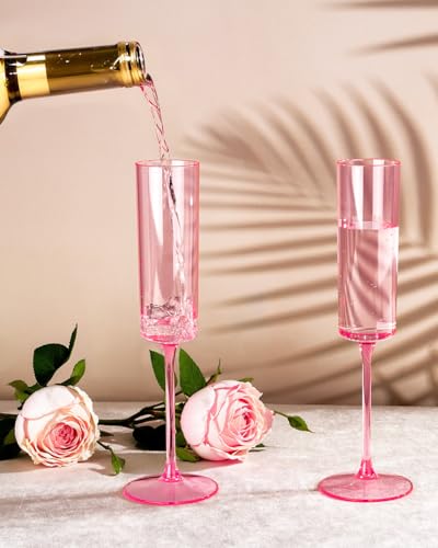 24 Pack 6Oz Gold Rim Clear Plastic Champagne Flutes P9995