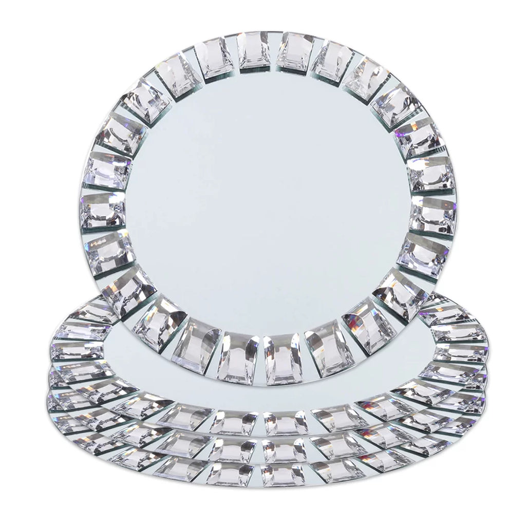 Set of 4 Silver Mirrored Glass Charger Plates X668855