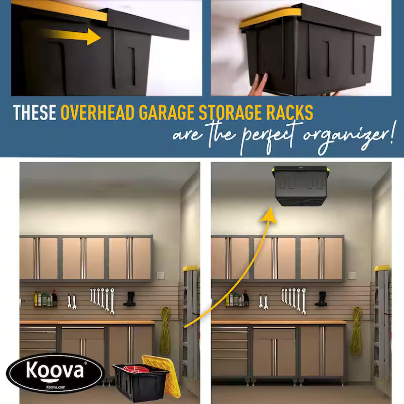 Black Adjustable Height Overhead Garage Ceiling Mounted Storage Unit U888
