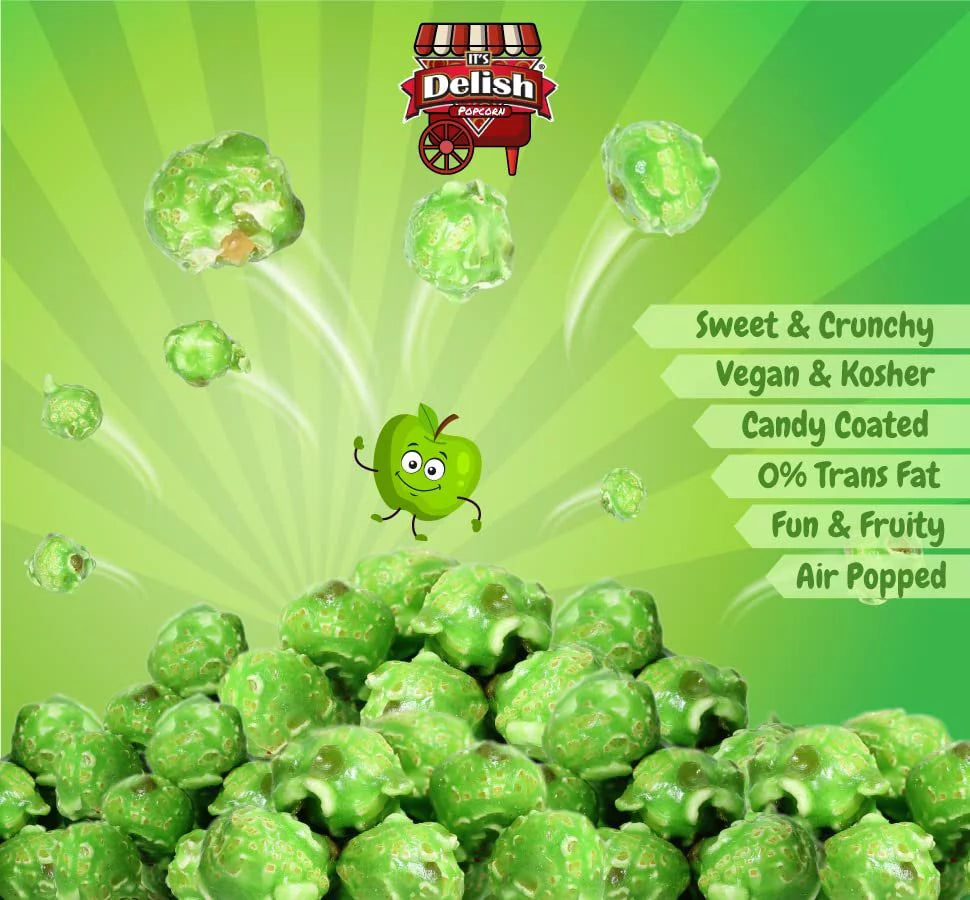 Green Apple Flavored Popcorn 16 Oz Gluten Free Vegan Kosher B55255