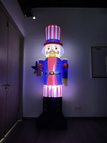 8.2FT Tall Christmas Inflatable Uncle Sam Nutcracker Built-in 3 LED Lights N598198
