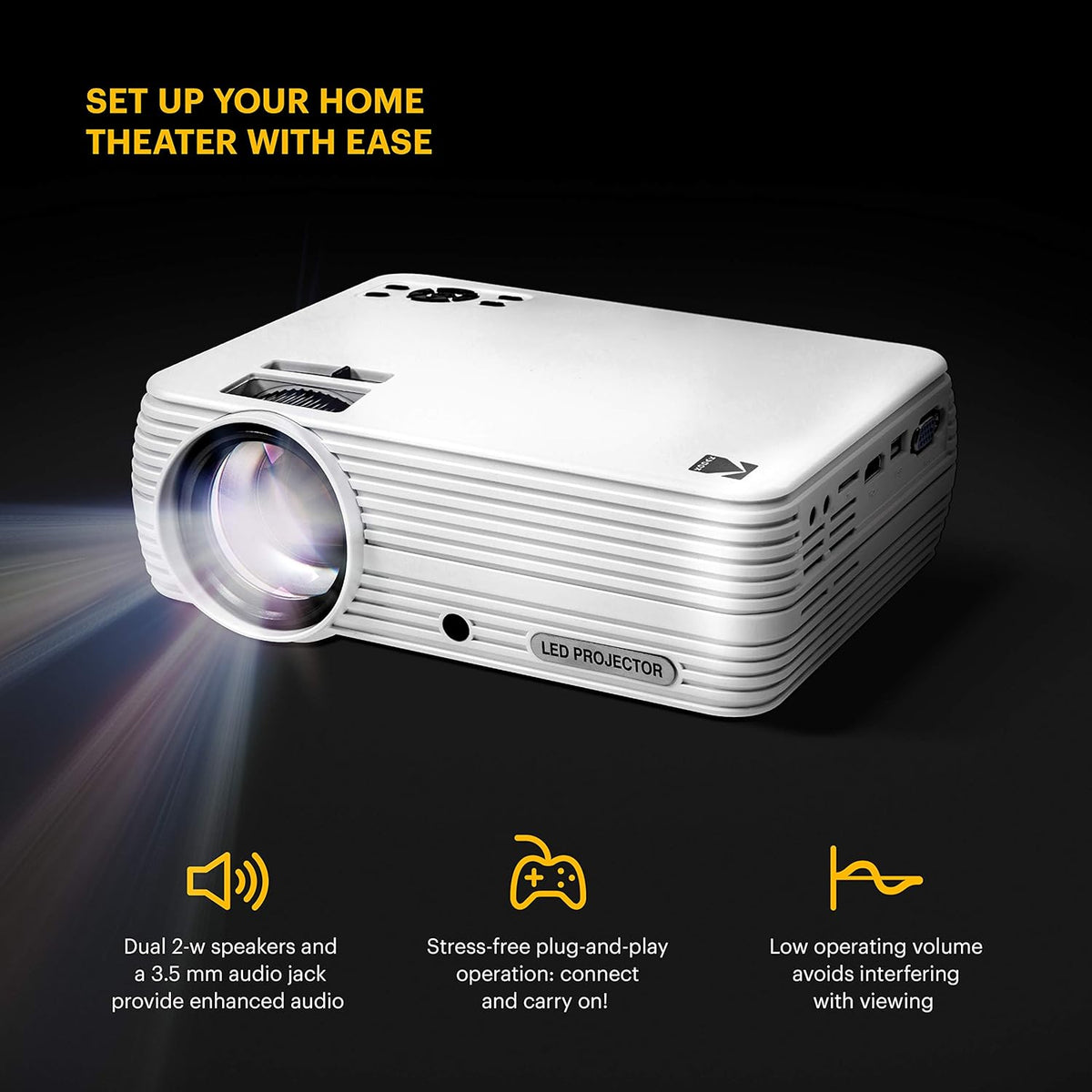 4.0 LCD Compact Home Theater Projector with 1080p Compatibility U891761
