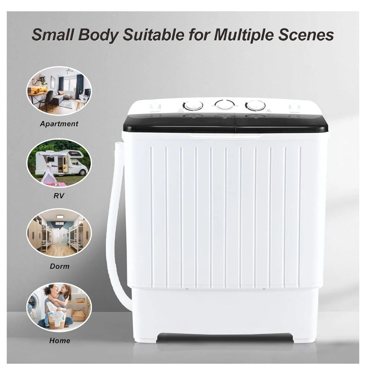 Portable 20lbs Washer and Dryer Combo Black U488509