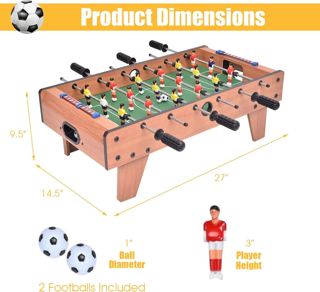 27 Foosball Table Wooden Soccer Game Table Top U29594
