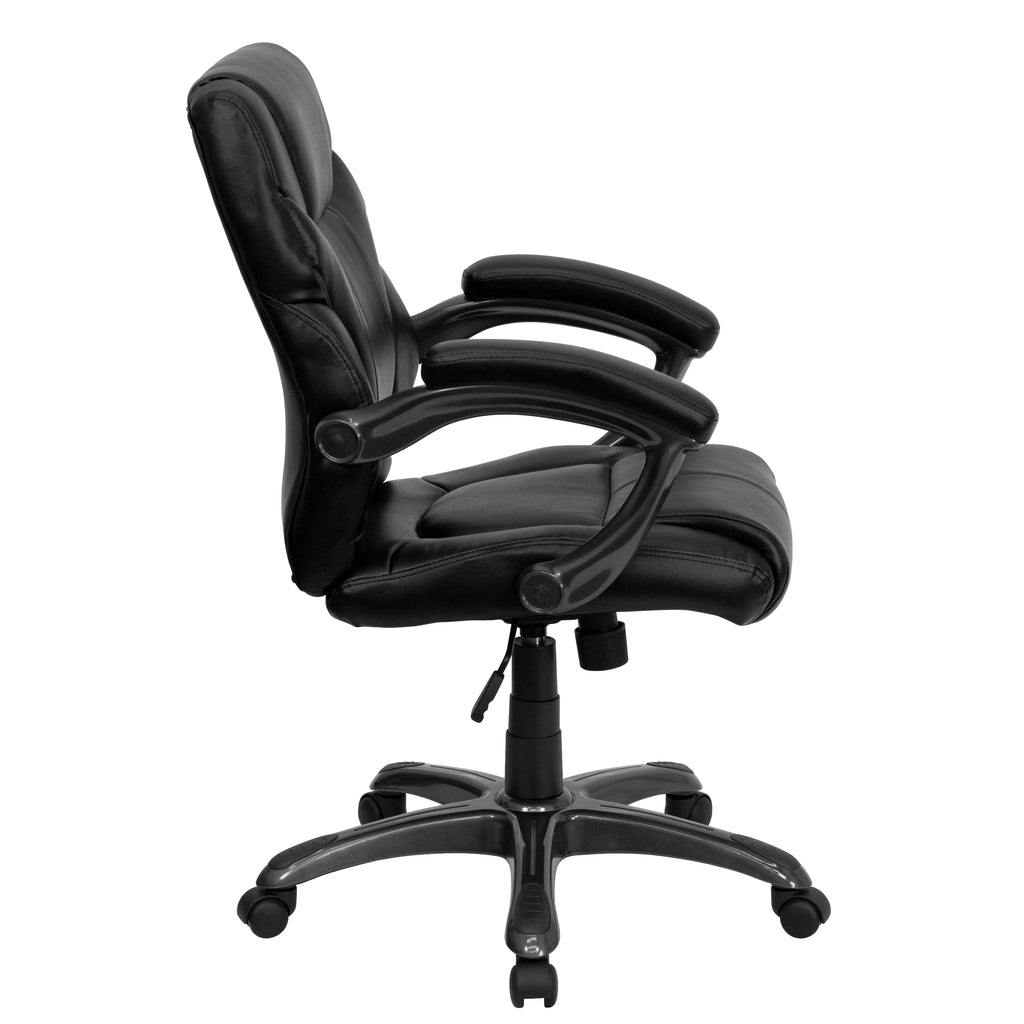 Black LeatherSoft Swivel Office Chair with Arms H272