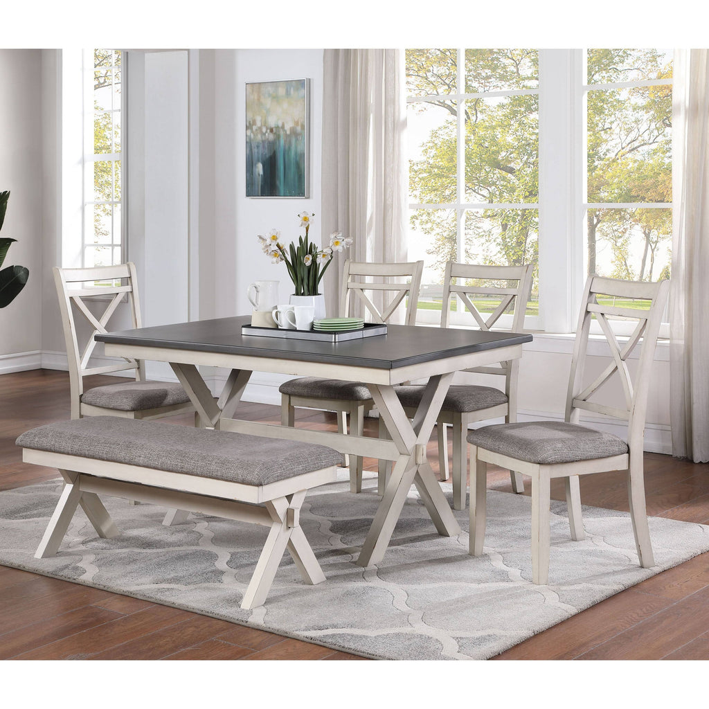 Grey Antique White Two-Seater Dining Bench N31683
