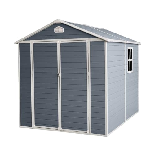 6x8ft Grey Resin Outdoor Storage Shed Kit G8685