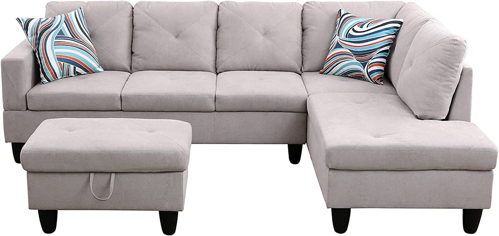 3 Piece Right Facing Sectional Sofa Set With Ottoman E245