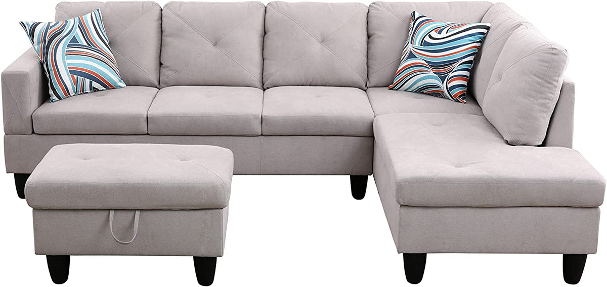 3 Piece Right Facing Sectional Sofa Set With Ottoman E245