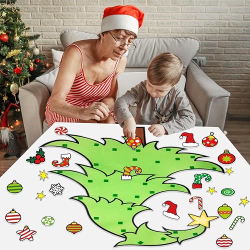 Felt Christmas Tree Ornaments Wall Hanging Xmas Tree Crafts Kit 30 Ornaments 3.12 FT R789