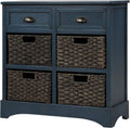 White Wicker Storage Cabinet with 4 Baskets and 2 Drawers B737216