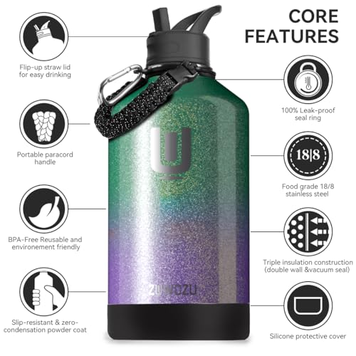 Black 128oz Stainless Steel Insulated Water Bottle with Straw H999700