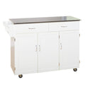 White Kitchen Cart with Stainless Steel Top V22217