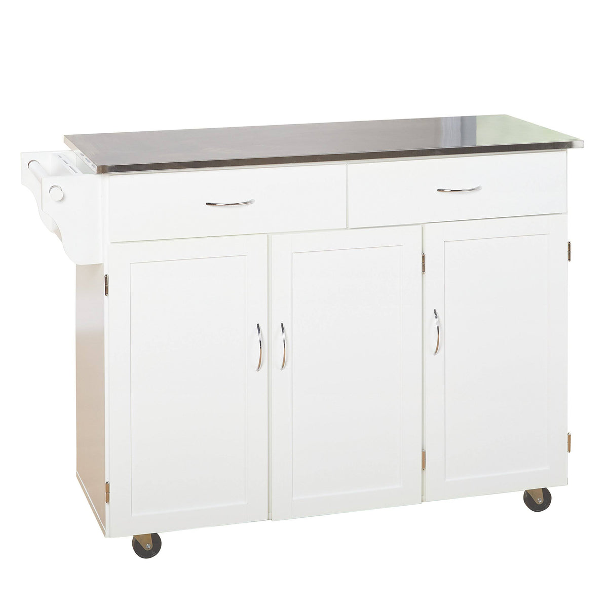 White Kitchen Cart with Stainless Steel Top V22217