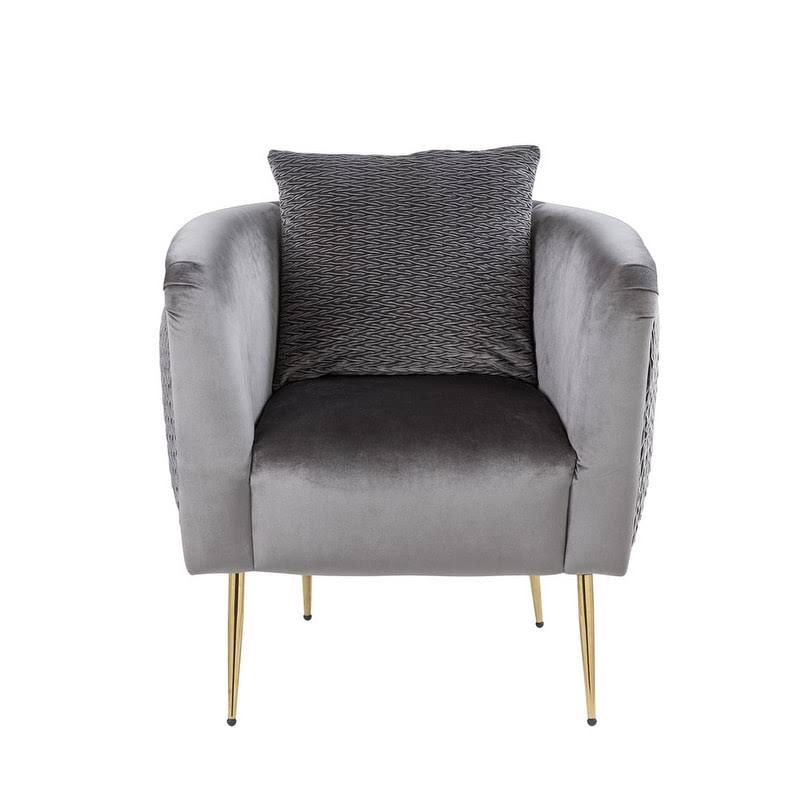 Blush Pink Velvet Barrel Accent Chair with Metal Legs G356