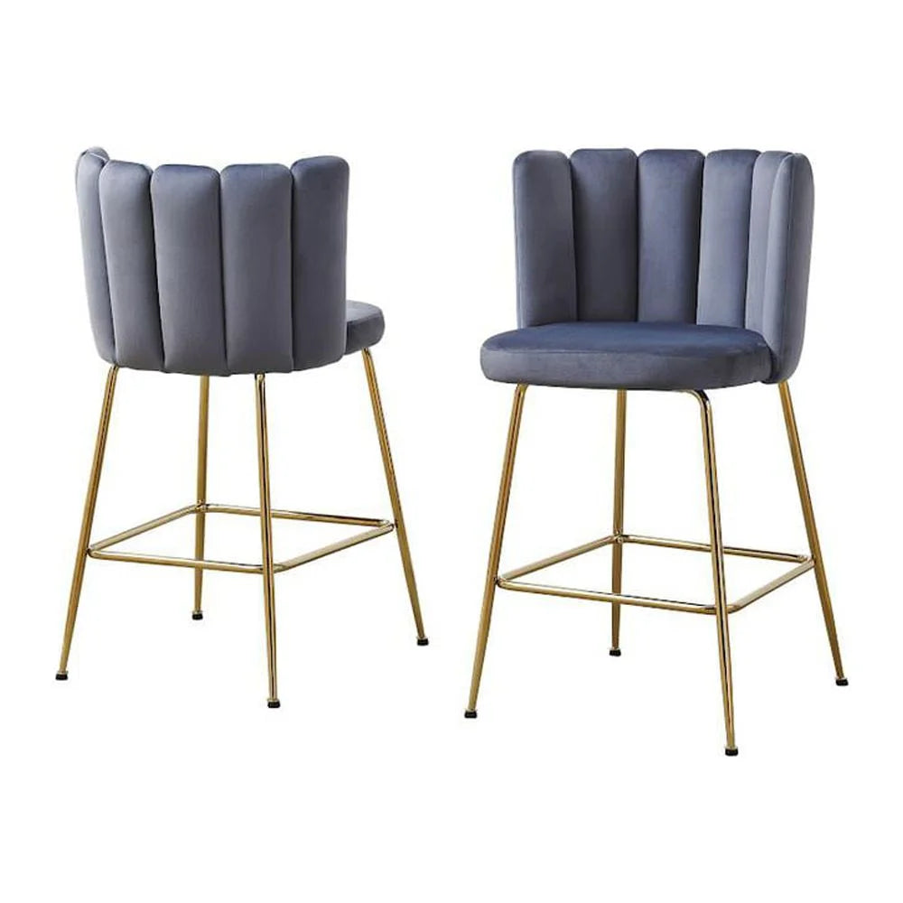 Gray Velvet Counter Height Stools Set of 2 M667