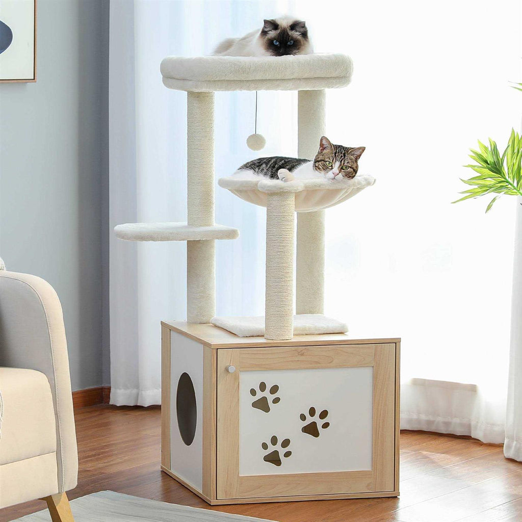 Cat Tree with Litter Box Enclosure and Scratching Posts F461181