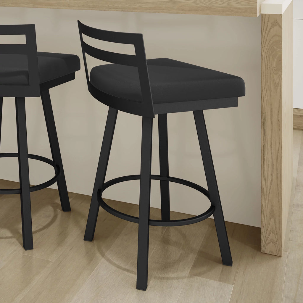 30 In. Swivel Bar Stool Black Faux Leather R262
