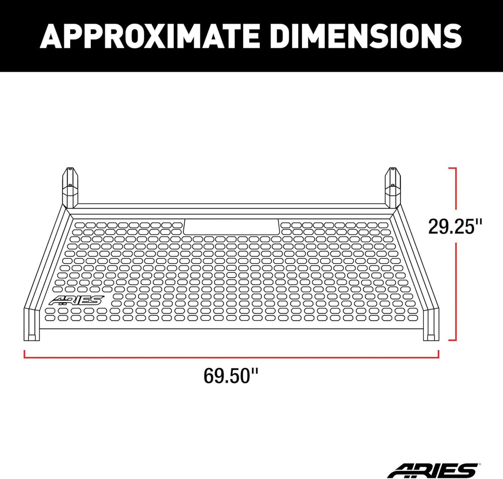 Black Aluminum Truck Headache Rack Cab Protector B410