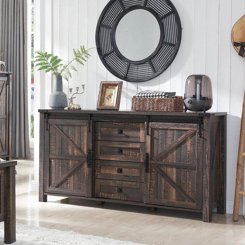 4 Drawer Light Rustic Oak Wood Dresser F691