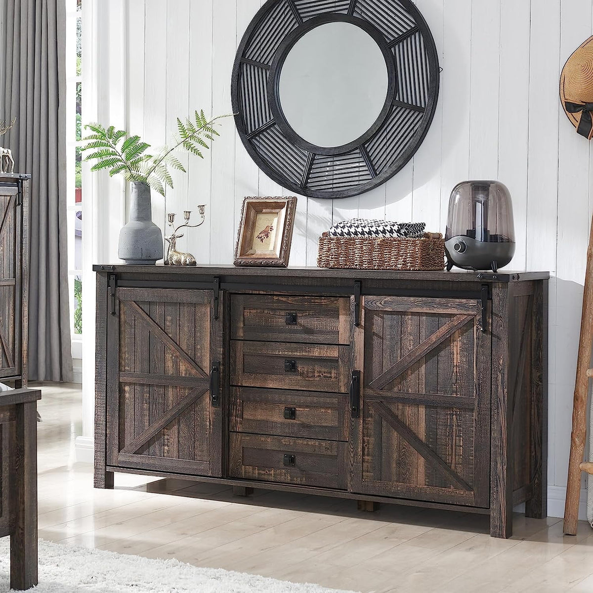 4 Drawer Light Rustic Oak Wood Dresser F691