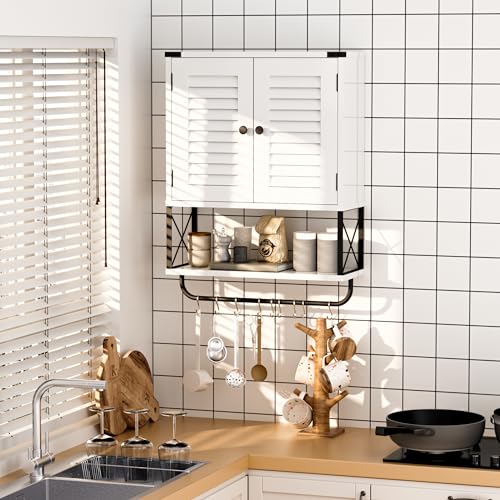 White Wall Mounted Medicine Cabinet with Towel Bar Z974818
