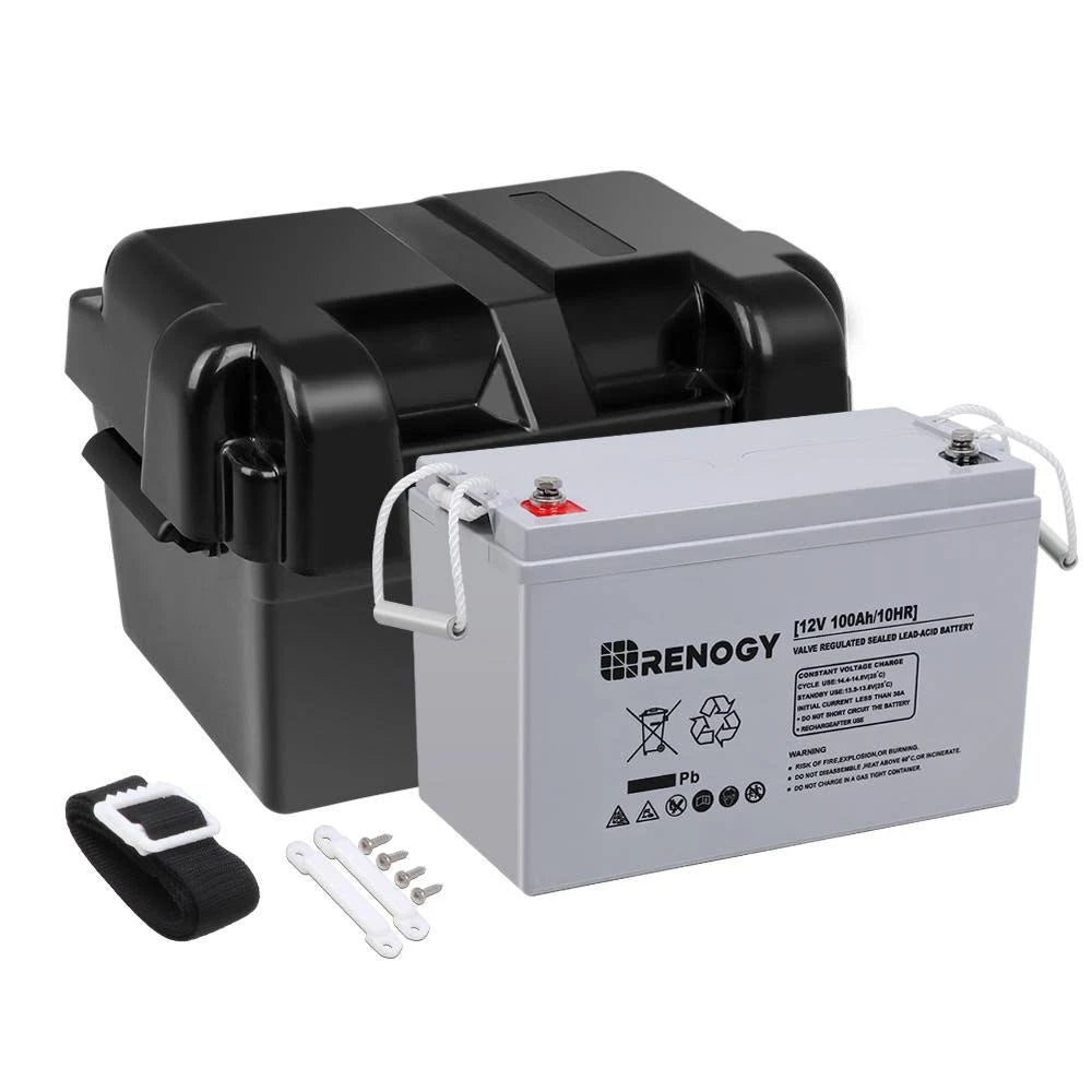 12V 100Ah Deep Cycle AGM Battery with Battery Box R136599