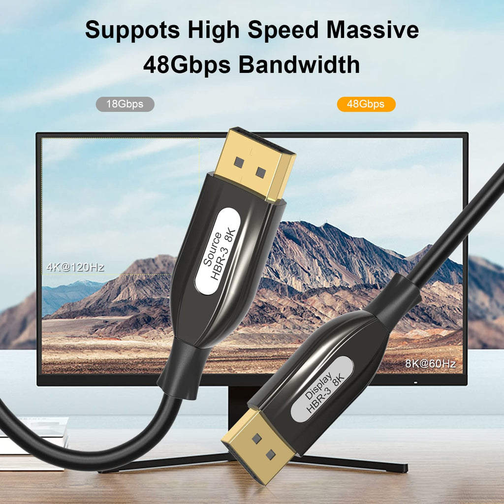 8K DisplayPort Fiber Optic Cable 100ft/30m, Braided N9609