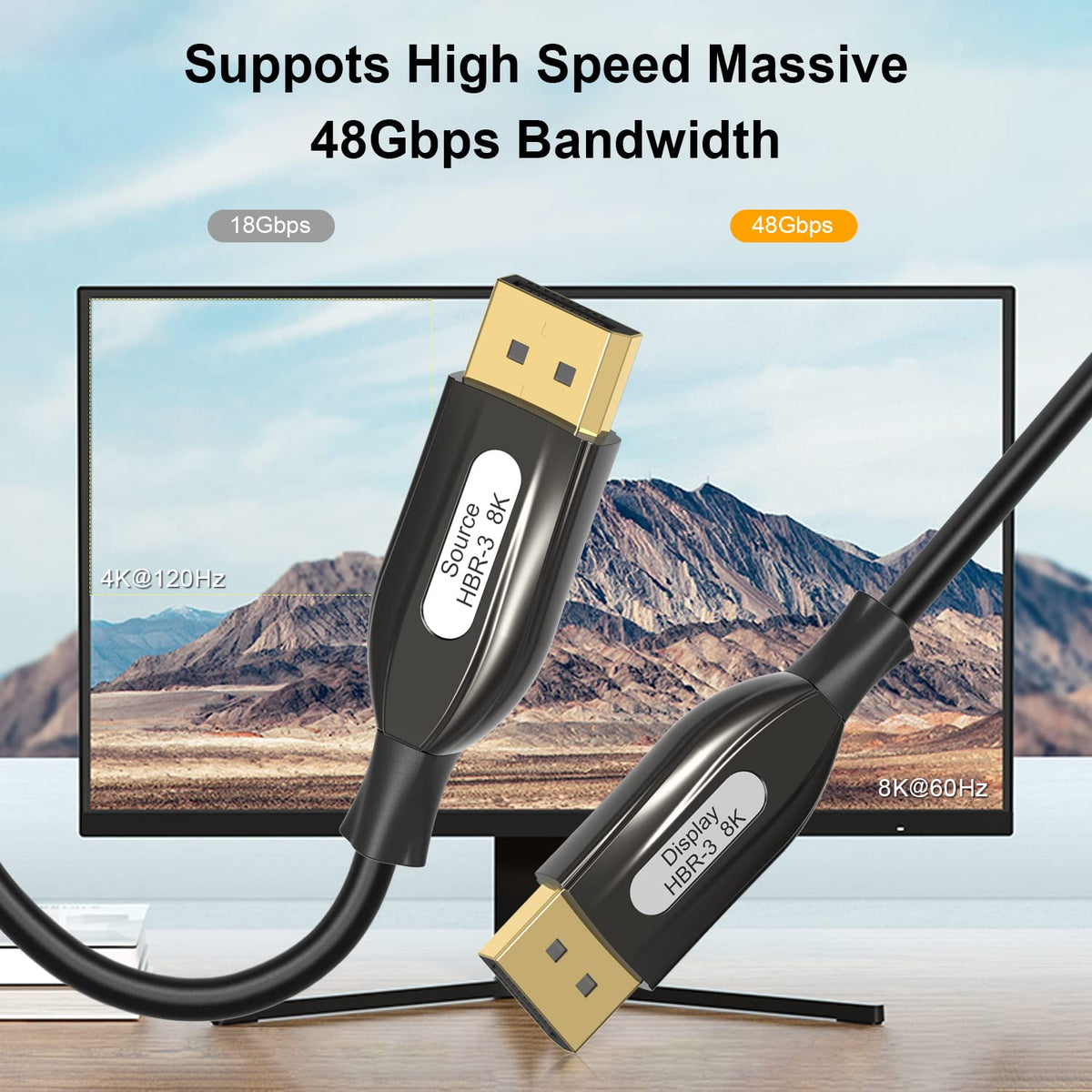 8K DisplayPort Fiber Optic Cable 100ft/30m, Braided N9609