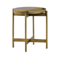 Grey Concrete End Table with Antique Brass I24604