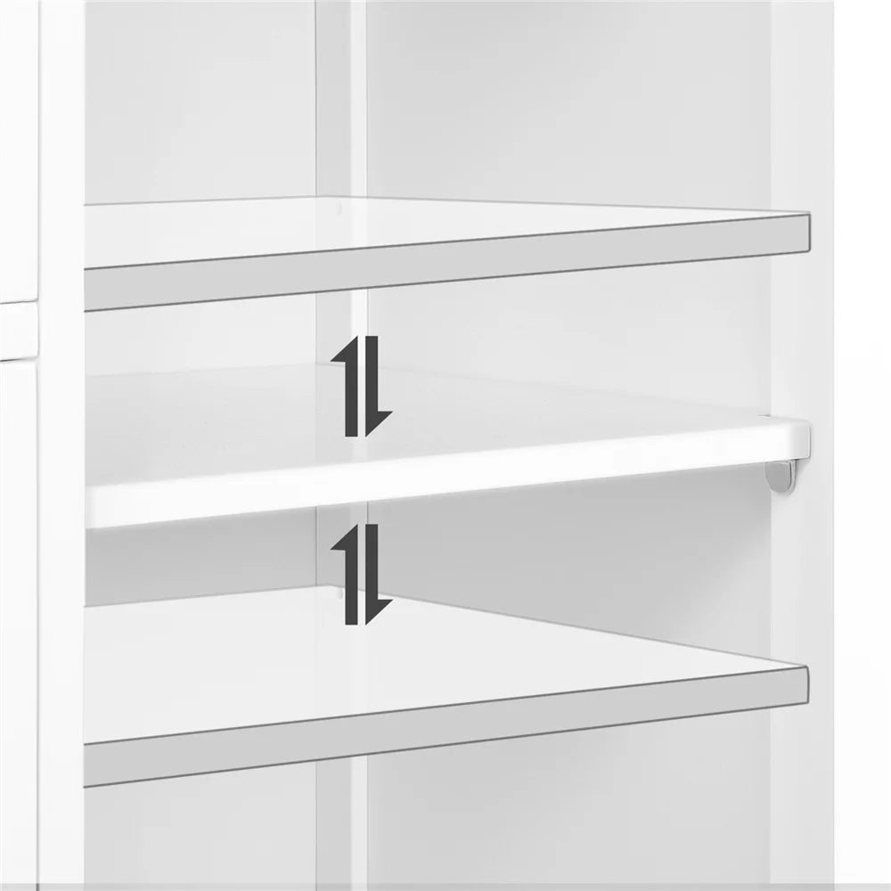 White Wooden Bathroom Floor Cabinet with Drawers and Cupboard E210424
