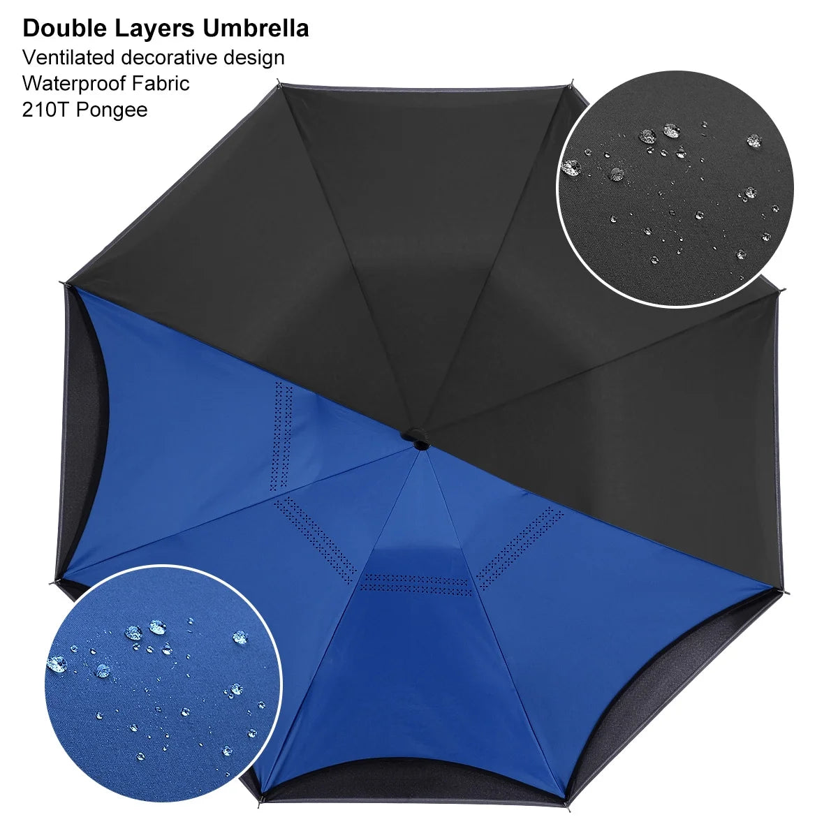 Blue 45" Reverse Folding Umbrella with Reflective Strip B766