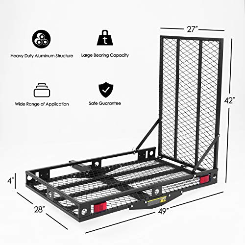 Heavy Duty Folding Hitch Cargo Carrier with Ramp, 500LBS Weight Capacity R771644