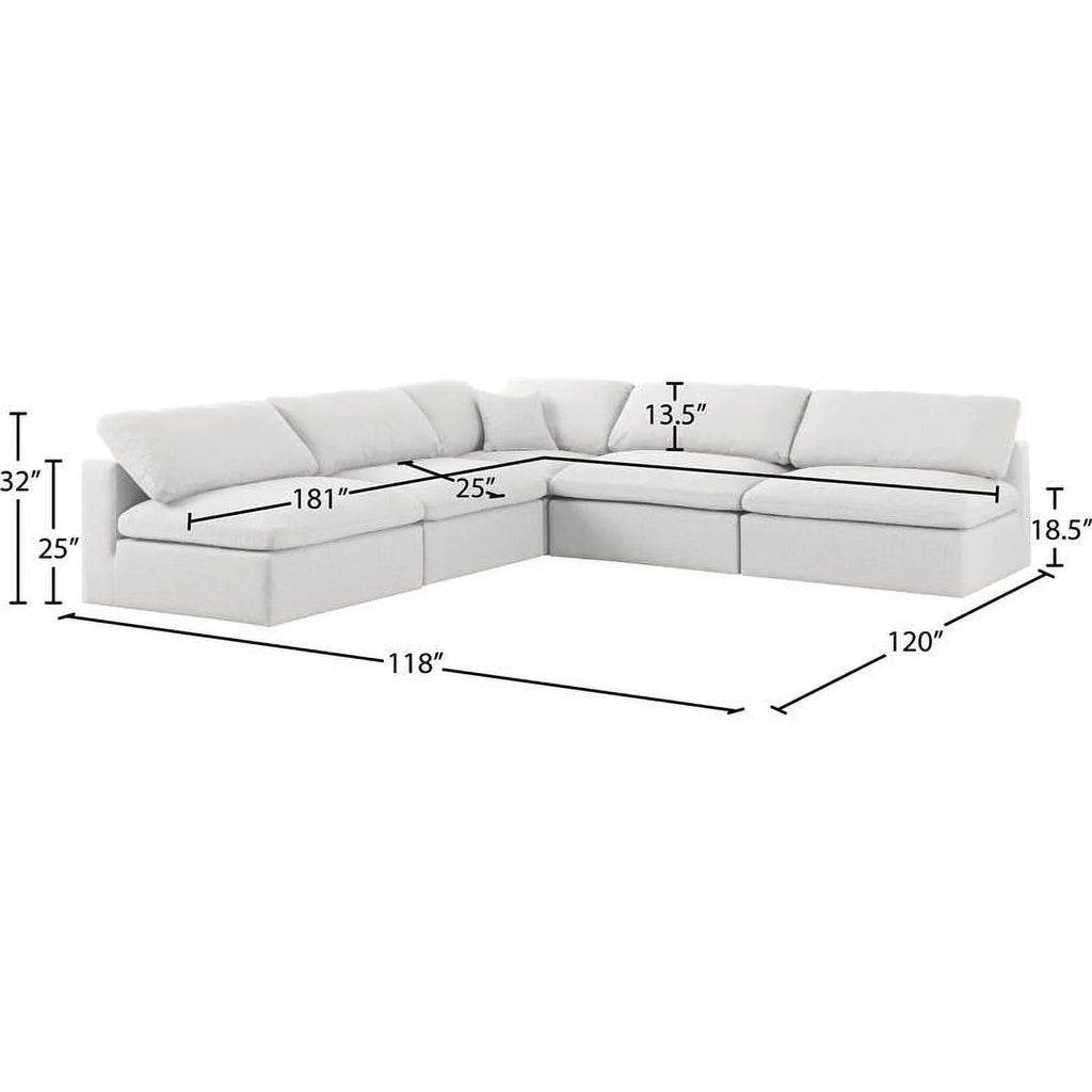 Cream Linen Fabric Modular Sectional V411905