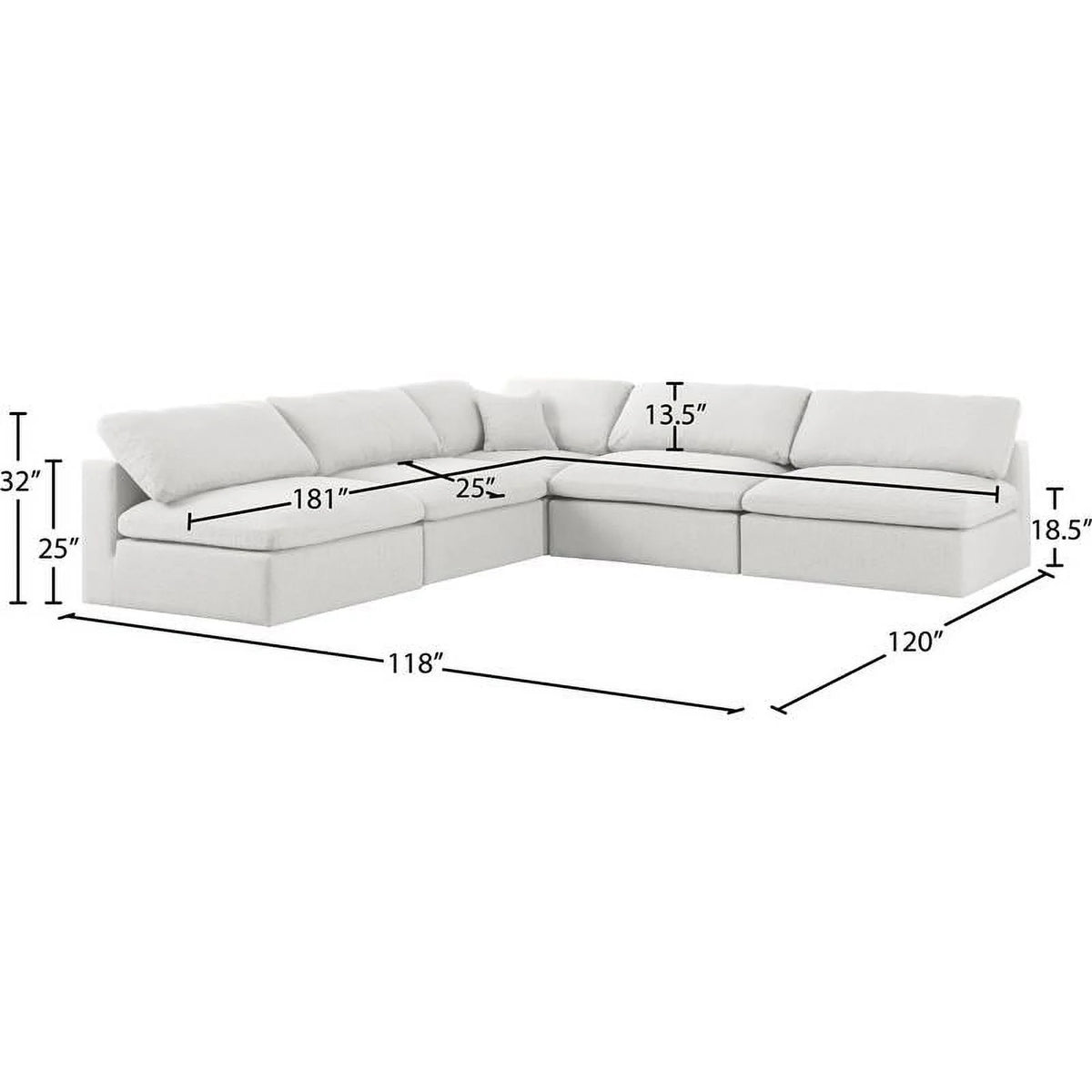 Cream Linen Fabric Modular Sectional V411905