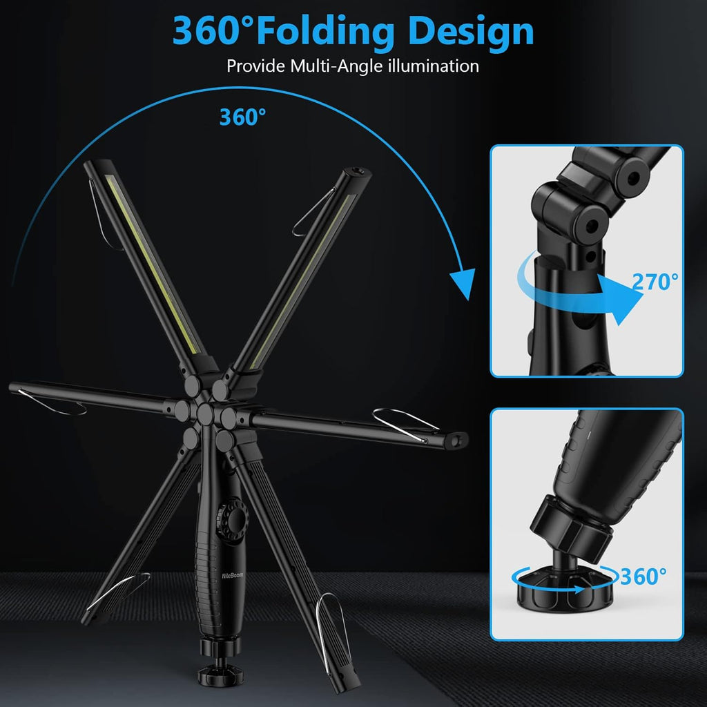 800 Lumens Foldable Rechargeable LED Work Light with Magnetic Base 4 Pack T762