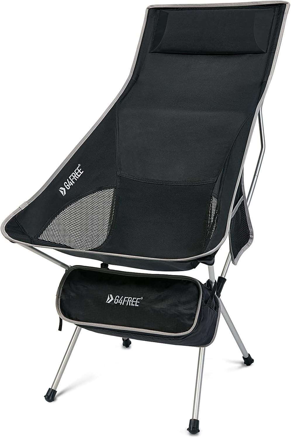 Lightweight Portable High Back Camping Chair with Headrest & Pocket A44314