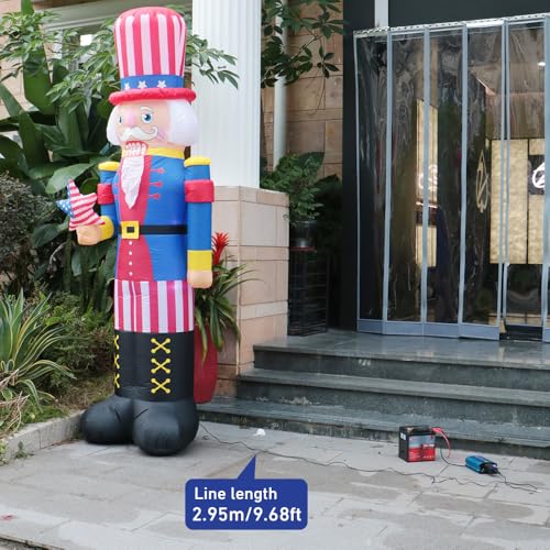 8.2FT Tall Christmas Inflatable Uncle Sam Nutcracker Built-in 3 LED Lights N598198