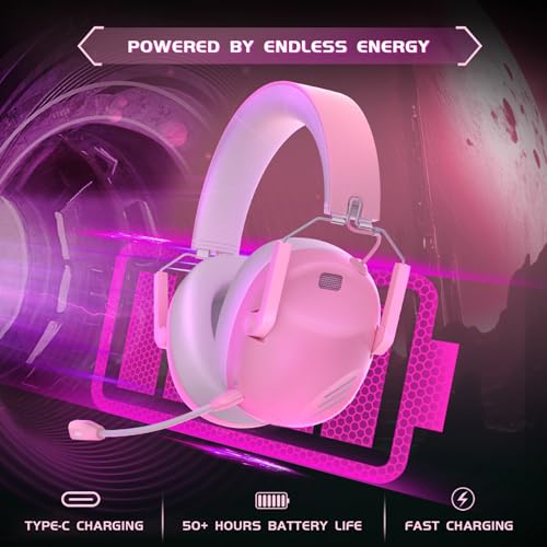 Black Wireless Gaming Headset with Bluetooth 5.3 and Noise Canceling Microphone H511