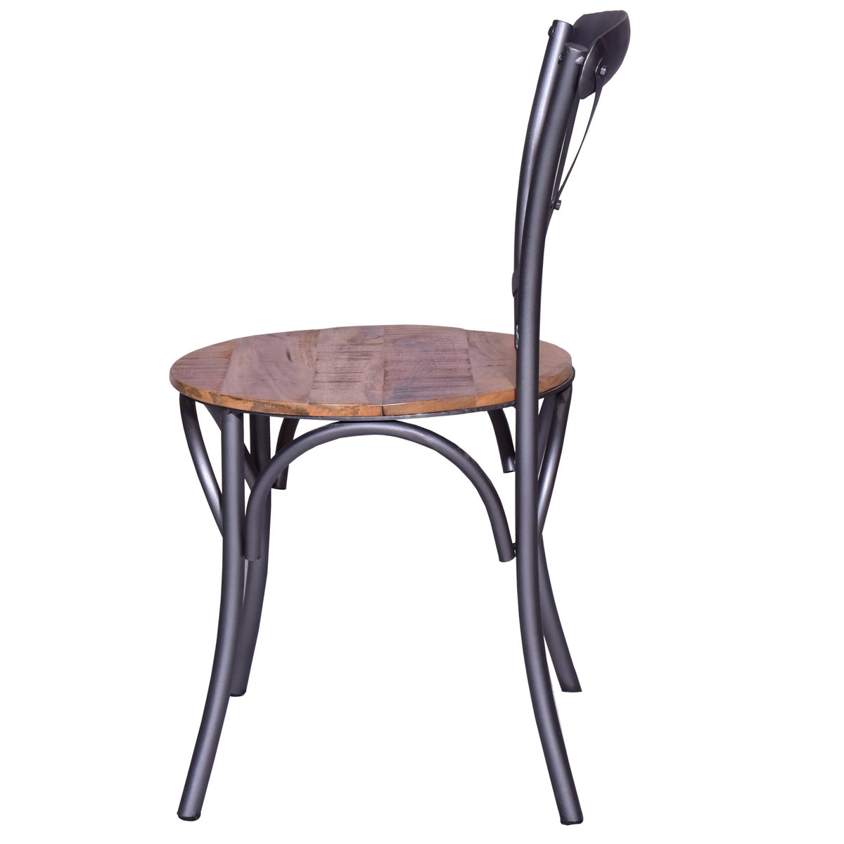 19 Inch Industrial Dining Accent Chair with Mango Wood Seat V177256