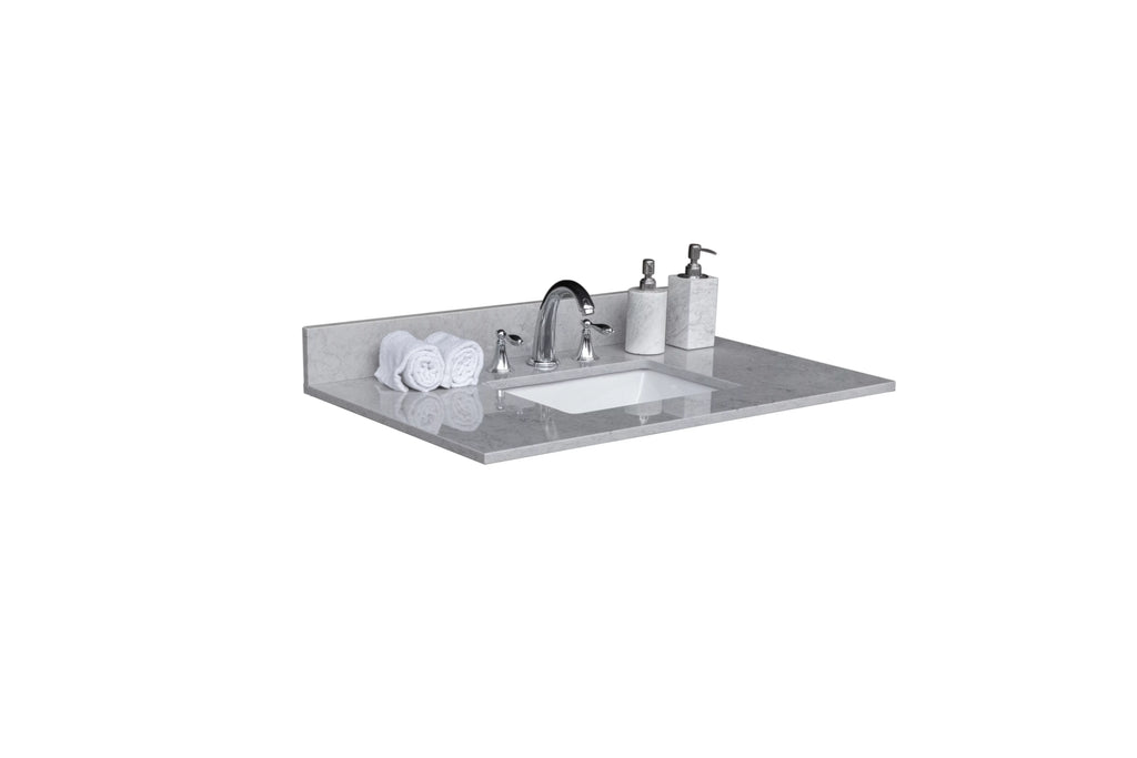 37in Grey Engineered Stone Vanity Top with Ceramic Sink B8201