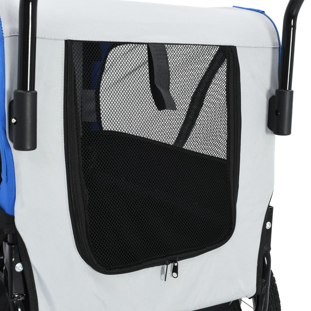 2-in-1 Pet Bike Trailer & Jogging Stroller Gray and Blue X974988