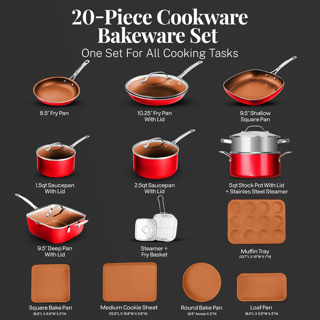 20 Pc Nonstick Ceramic Pots and Pans Set with Lids V933960