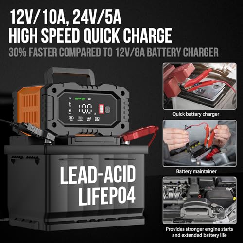 12V 24V LiFePO4 Lead Acid Portable Car Battery Charger G174153