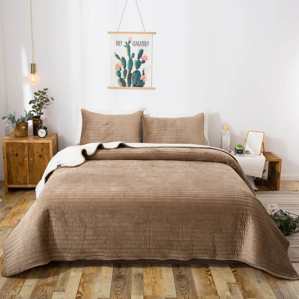Pink King Microfiber Quilt Set S6266