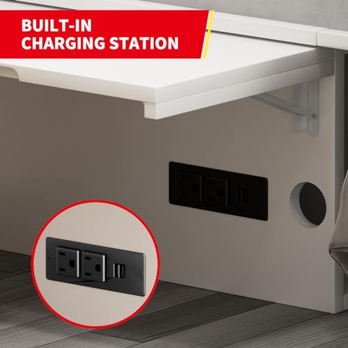 Queen Murphy Bed Cabinet with Mattress Included, Storage, USB Charging Station G913
